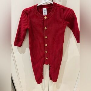Cozy Red Knit Baby One Piece 18m